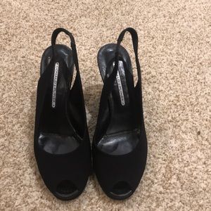 Barely worn black sued heels